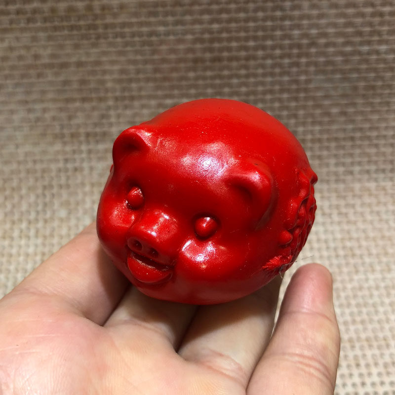 台湾原色朱砂招财进宝小红猪把玩件转运护身帝王红生肖送证书