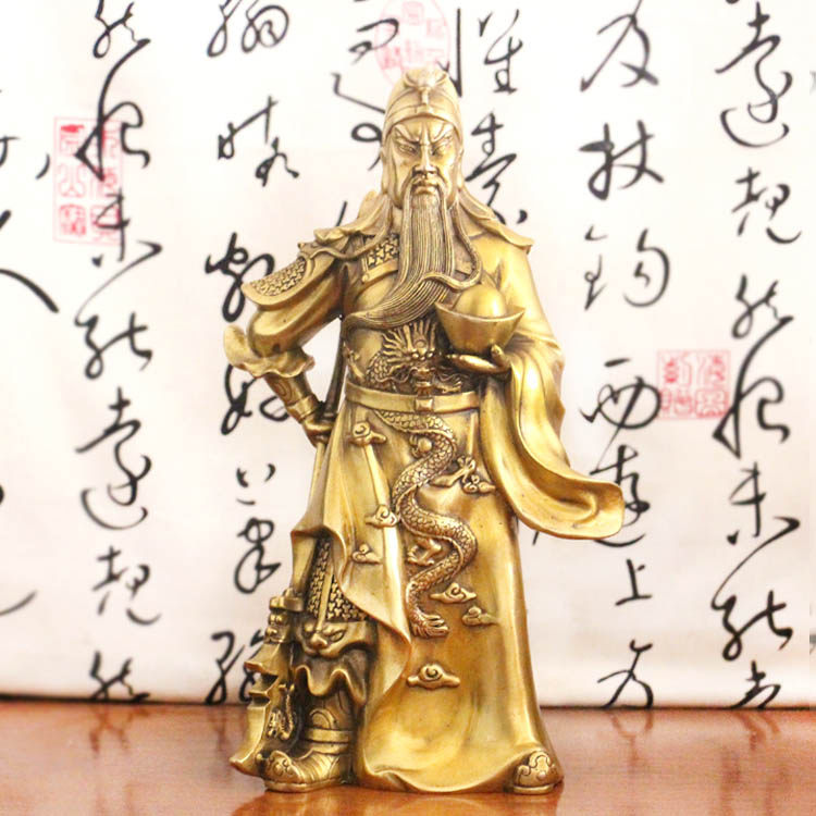 纯铜武财神关公摆件家居供奉大刀财神摆件送证书