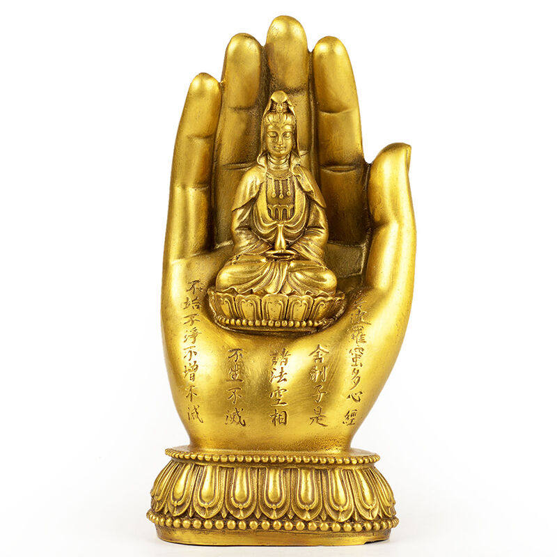 纯铜佛手观音摆件莲花观音菩萨摆件送证书