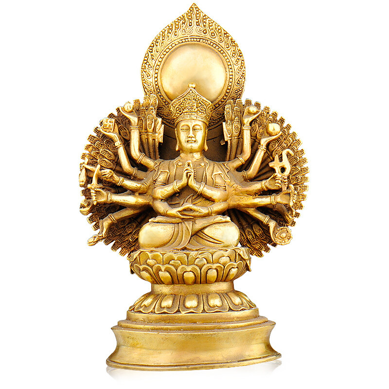 纯铜千手观音摆件供奉佛像菩萨摆件送证书