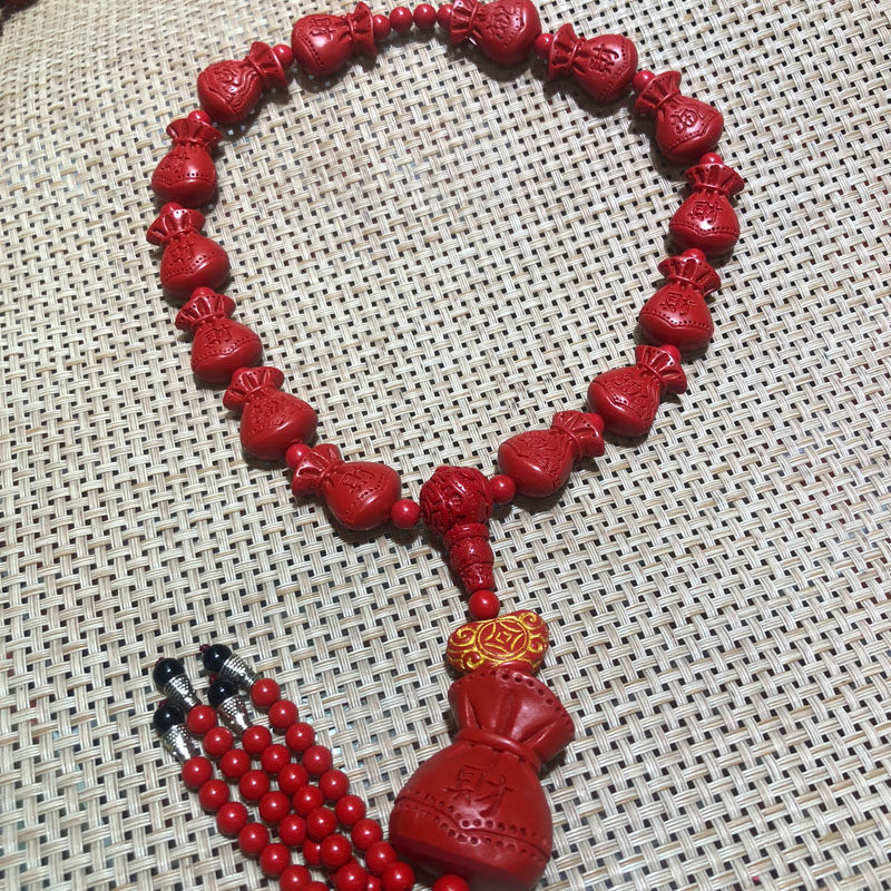 朱砂车挂台湾朱砂发财福袋手链转运护身招财平安挂件送证书