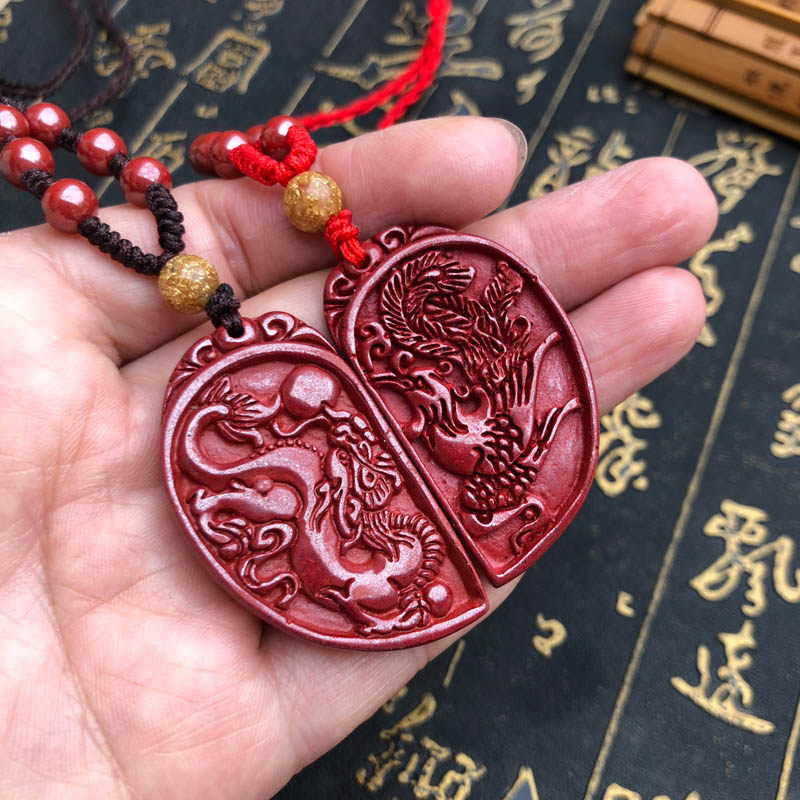 帝王红龙凤呈祥吊坠项链送证书