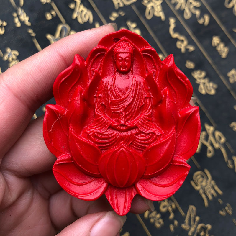 台湾原色朱砂汽车挂件车内吊饰男女莲花观音车挂项链情侣吊坠