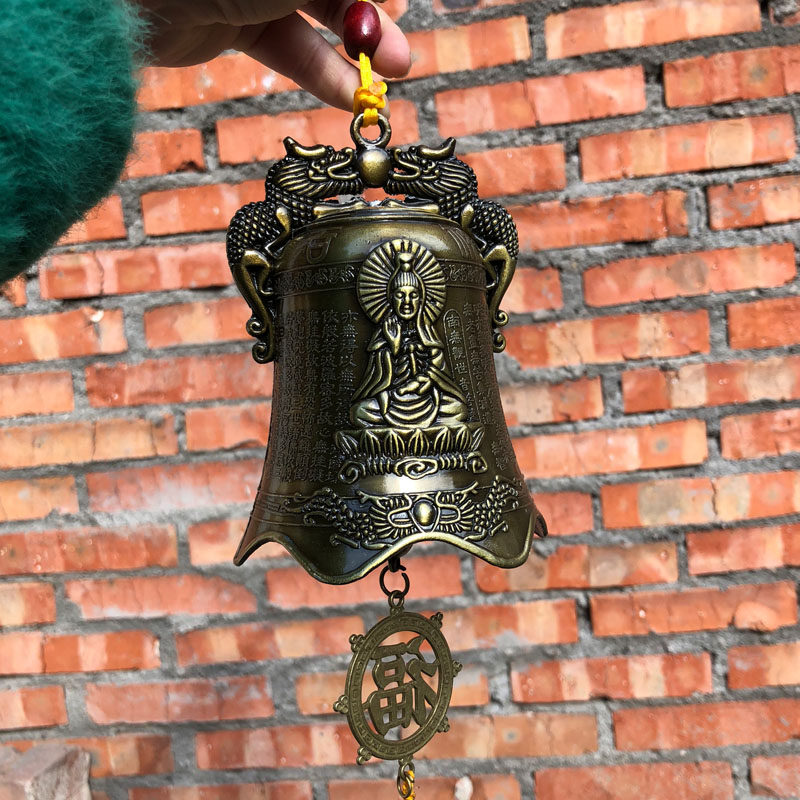铜铃挂件纯铜双龙头观音铃铛房屋梁头挂饰送证书