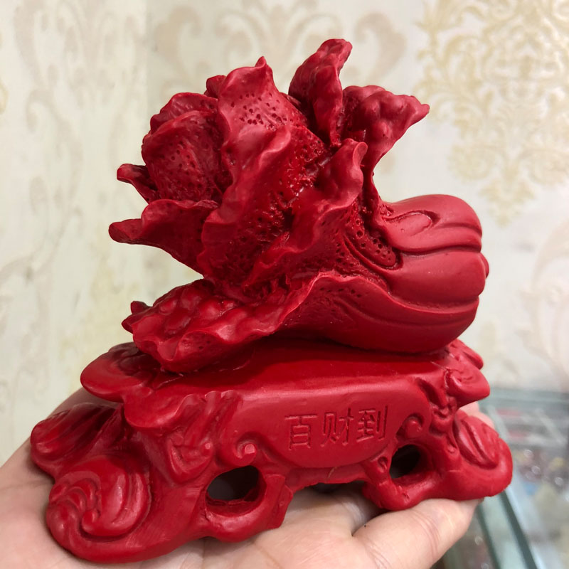 台湾原色朱砂证书摆件
