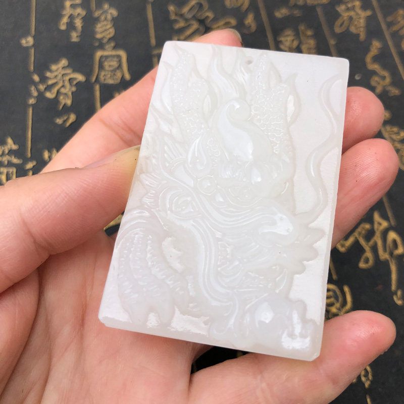 外蒙料玉石牌子转运护身新疆项链