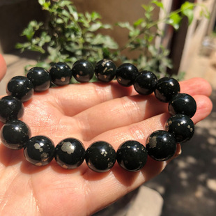 天然和田玉洒金手链转运护身招财青玉洒金玉串佛珠手链送证书