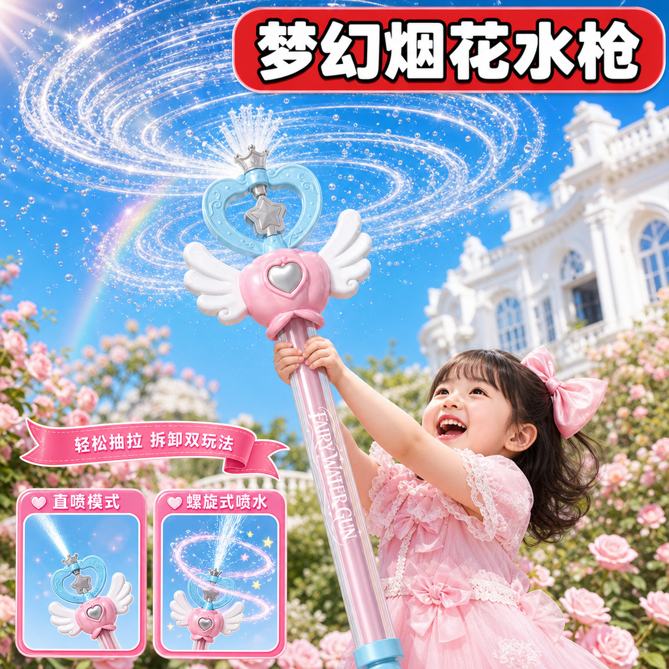 儿童抽拉大容量仙女棒水枪