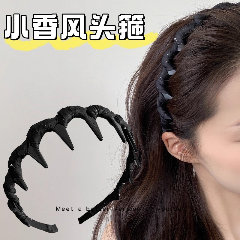 正反两戴缎面加厚反齿梳发箍