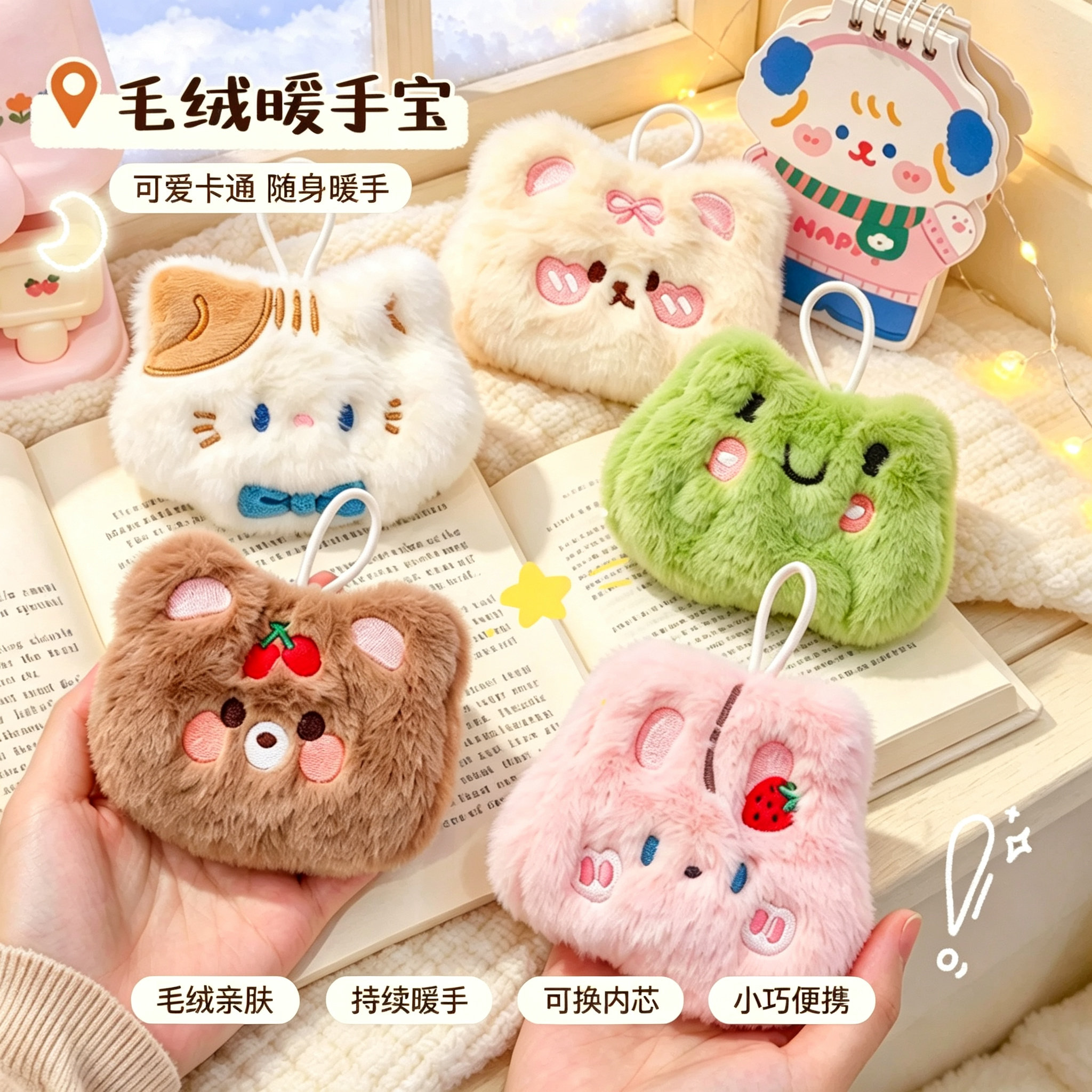 可爱迷你自发热毛绒暖手宝