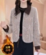 休闲上衣显瘦优雅减龄 夹棉加厚短款 小香风毛呢外套女秋冬新款 时尚