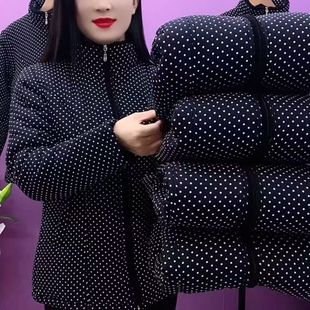 妈妈秋冬新款印花时尚小花袄民族风立领拉链保暖加棉中老年小棉衣