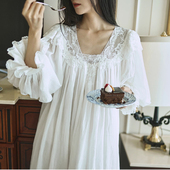 带胸垫睡裙女高支棉纯棉法式 长袖 睡衣宫廷风家居服 春秋季 2025新款