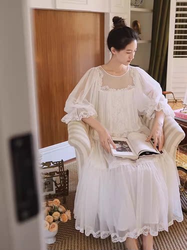 法式复古宫廷公主风纯棉仙女睡裙
