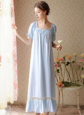 纯棉宫廷睡衣大码短袖甜美公主风