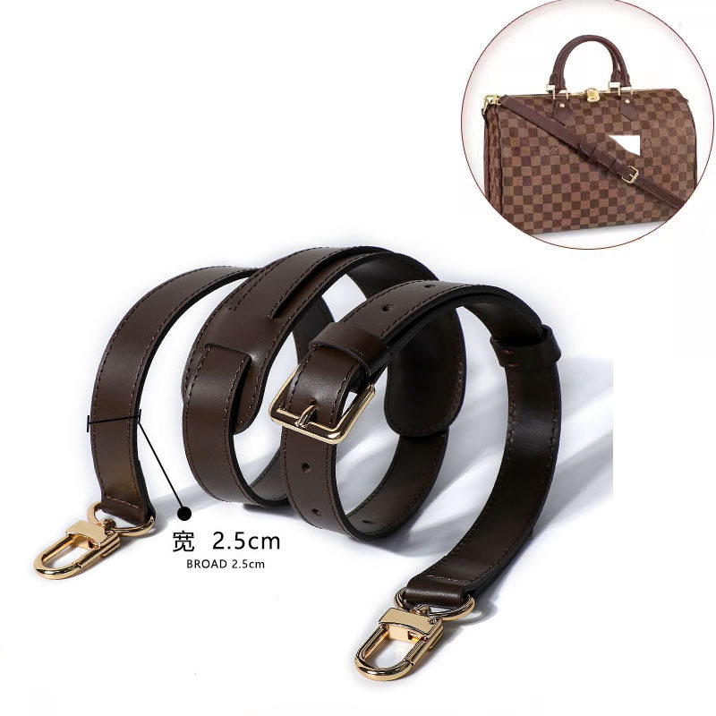 适用lv棋盘格speedy25旅行包老花包可调节咖啡色牛皮包带斜挎带子
