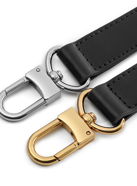 适配lv老花斜挎包带黑色肩带配件二层牛皮可调节替换宽肩带背带