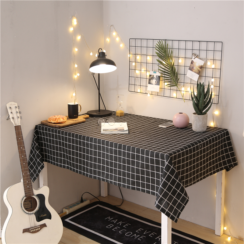 地摊桌布布艺ins风化妆台网格