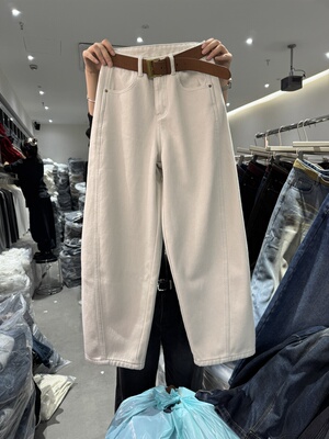 Jeans 2025冬季新款高腰显瘦加绒弯刀牛仔裤女宽松百搭阔腿裤长裤