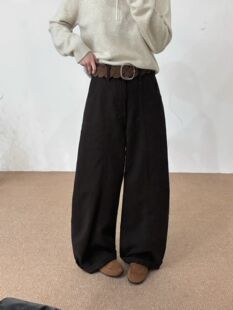 女哈伦长裤 7019 高腰显瘦加绒阔腿弯刀牛仔裤 新款 潮 4欧货2025冬季