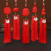 红色朱砂汽车挂件貔貅小葫芦福袋中国结招财出入平安扣转运挂饰品