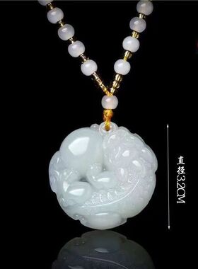 招财有求必应白玉抱球皮丘仿和田玉貔貅吊坠毛衣链厂家货源