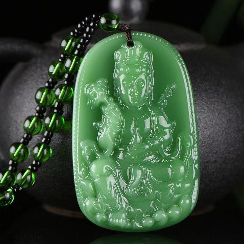 民族风仿绿玉吊坠长款毛衣链观音弥勒佛项链貔貅保平安厂直销