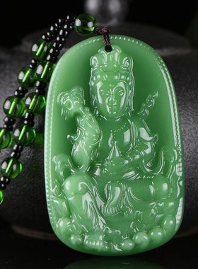 民族风仿绿玉吊坠长款毛衣链观音弥勒佛项链貔貅保平安厂直销