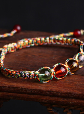 端午节五行珠手链藏式五彩绳红绳