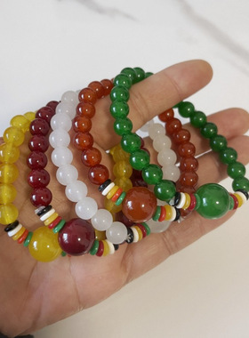 仿玛瑙玉髓琉璃玉珠百搭手链