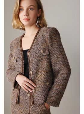 法式轻奢时尚设计师复古名媛粗花呢高定款小香风套装秋冬款 26355