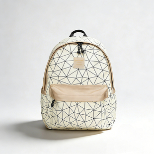 日本潮牌双肩包PU菱格通勤百搭电脑包休闲轻便旅行背包学生书包女