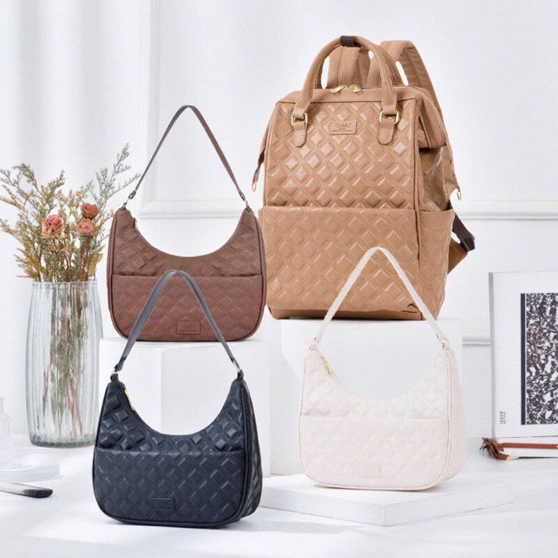 日本潮牌双肩包pu皮格纹复古背包