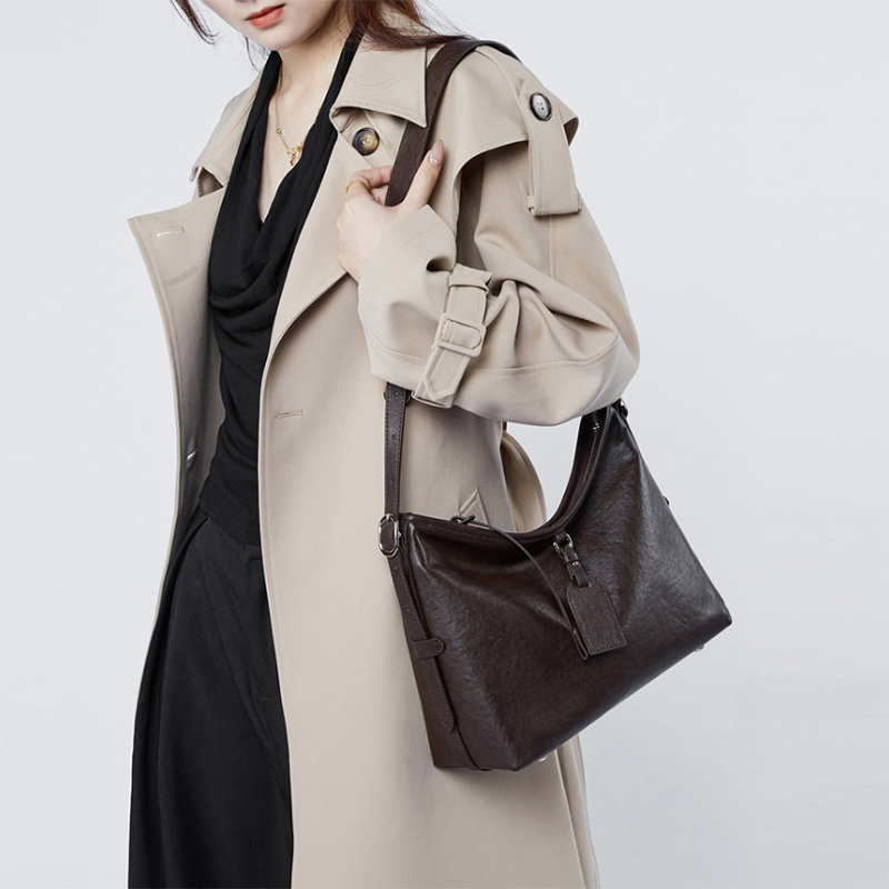 真皮女包慵懒风头层植鞣牛皮托特包大容量单肩包简约百搭斜挎包