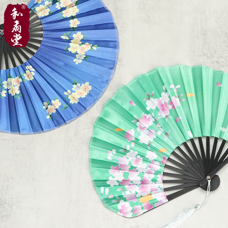 和扇堂 贝壳扇扇子女式绢扇布面工艺礼品扇折扇 和风刀扇圆扇子