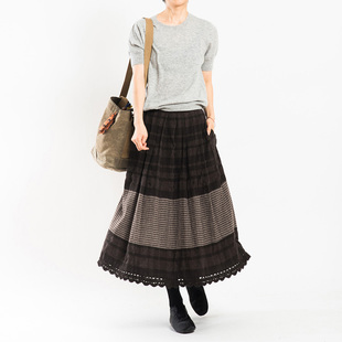 城市山民UrbanTribe2026春女式羊毛混纺底摆手工钩织半裙CF89206