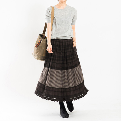 城市山民UrbanTribe2026春女式羊毛混纺底摆手工钩织半裙CF89206