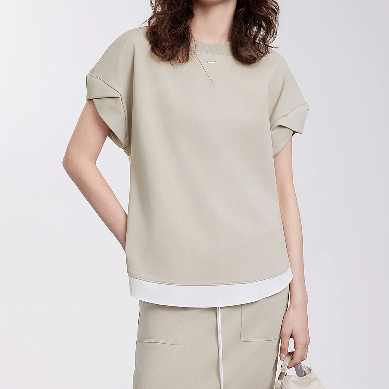 汉服法式设计感拼接T恤女2025夏季新款小众通勤莱赛尔天丝短袖潮