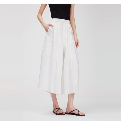 汉服法式白色休闲短裤女高腰显瘦2025夏季新款时尚小众通勤阔腿裤