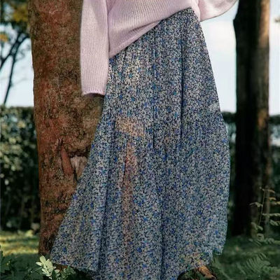 汉服优雅度假风碎花半身裙女2025春季新款设计感小众垂坠感A字裙