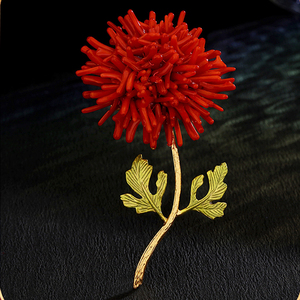 手工红色海竹高档奢华新款胸花