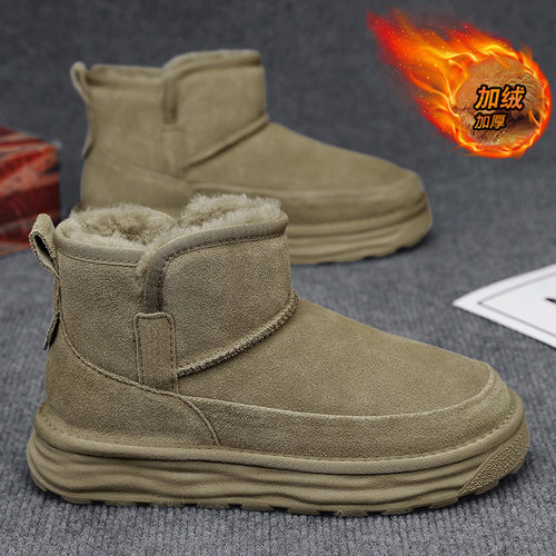 东北雪地靴男鞋冬季加绒保暖大棉鞋皮毛一体防寒面包鞋子防滑防水