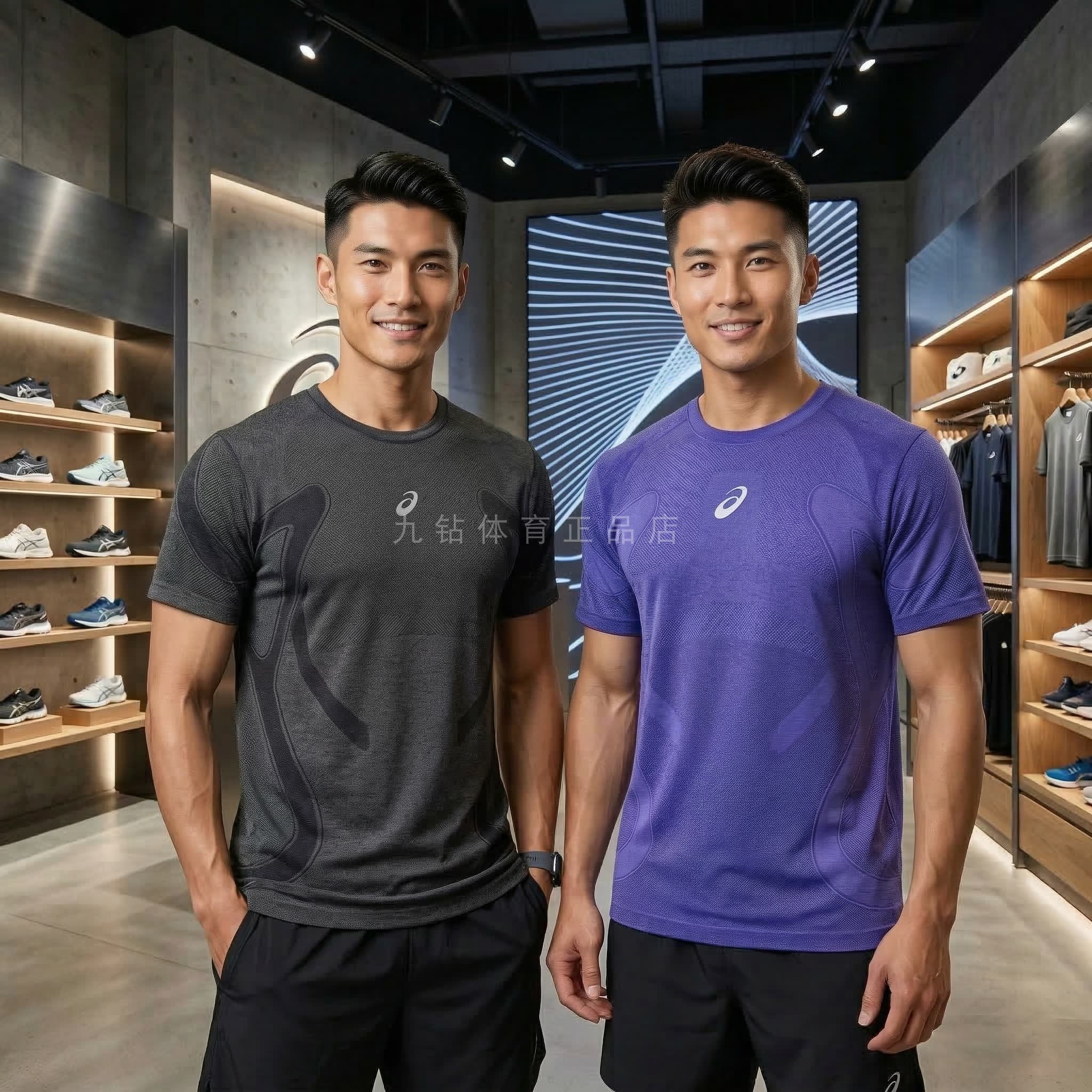 ASICS亚瑟士男子ACTIBREEZE跑步T恤反光夜视圆领运动短袖2011D355