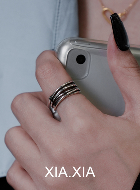 韩国东大门交叉缠绕复古多层戒指女ins冷淡风开口可调节食指戒