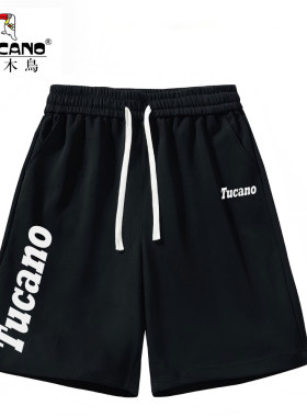 啄木鸟经典字母大logo休闲短裤男女情侣款夏季纯棉外穿宽松卫裤潮