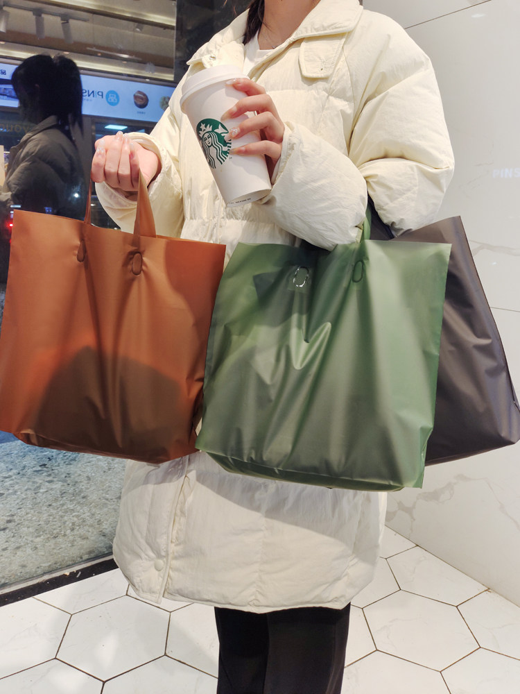 高档绿色磨砂女装童装服装店装衣服塑料手提袋子礼品袋购物袋定制