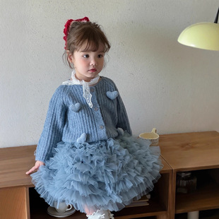 女童套装宝宝套装儿童套装秋冬开衫半身裙周岁礼服公主裙子女童装