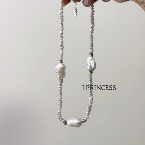 J PRINCESS冷光淡水Keshi珍珠项链巴洛克锁骨毛衣链小众轻奢高级