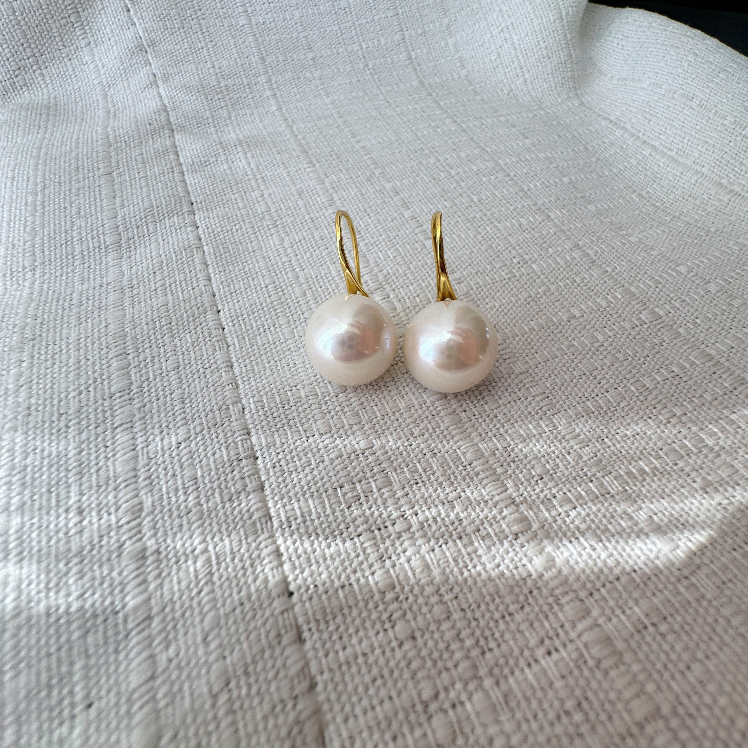 【13MM大点位耳环】天然淡水珍珠爱迪生耳钉高跟鞋款耳环正圆