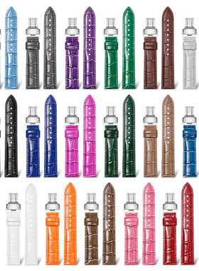 真皮手表带女士通用卡西欧浪琴天梭飞亚达快拆鳄鱼纹牛皮表链男款